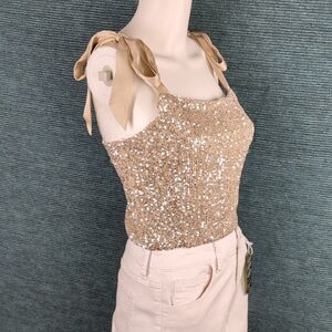Gold Sequin Crop Top With Shoulder Ties Kohl's "So" Juniors